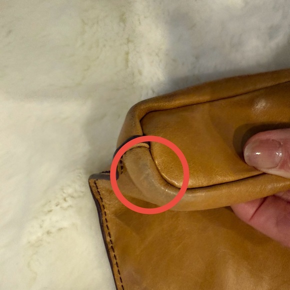 HOBO Crossbody Bag Camel Tan Soft Leather Foldover Clutch Adjustable Strap - Picture 11 of 14